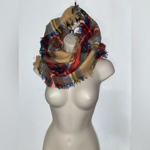 Multi colored plaid fall infinity scarf- super soft, like new